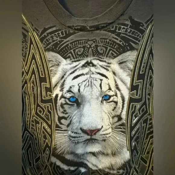 Y2K Tiger Animal Planet Unisex Tee XL Oversized Ed Hardy Thrasher Short Sleeve - Picture 8 of 12